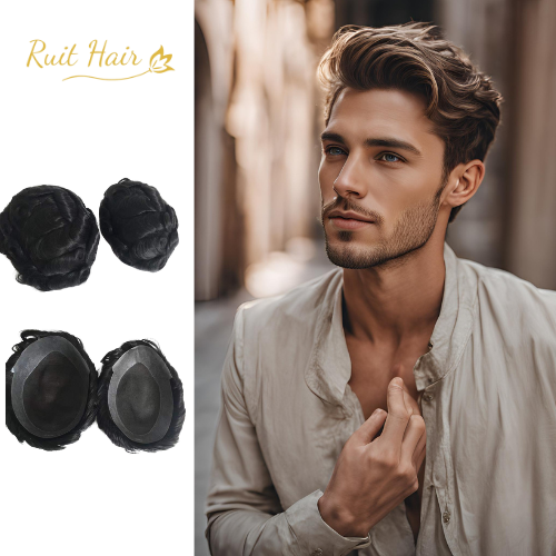 AUS base style hair system-Swiss lace top with PU perimeter